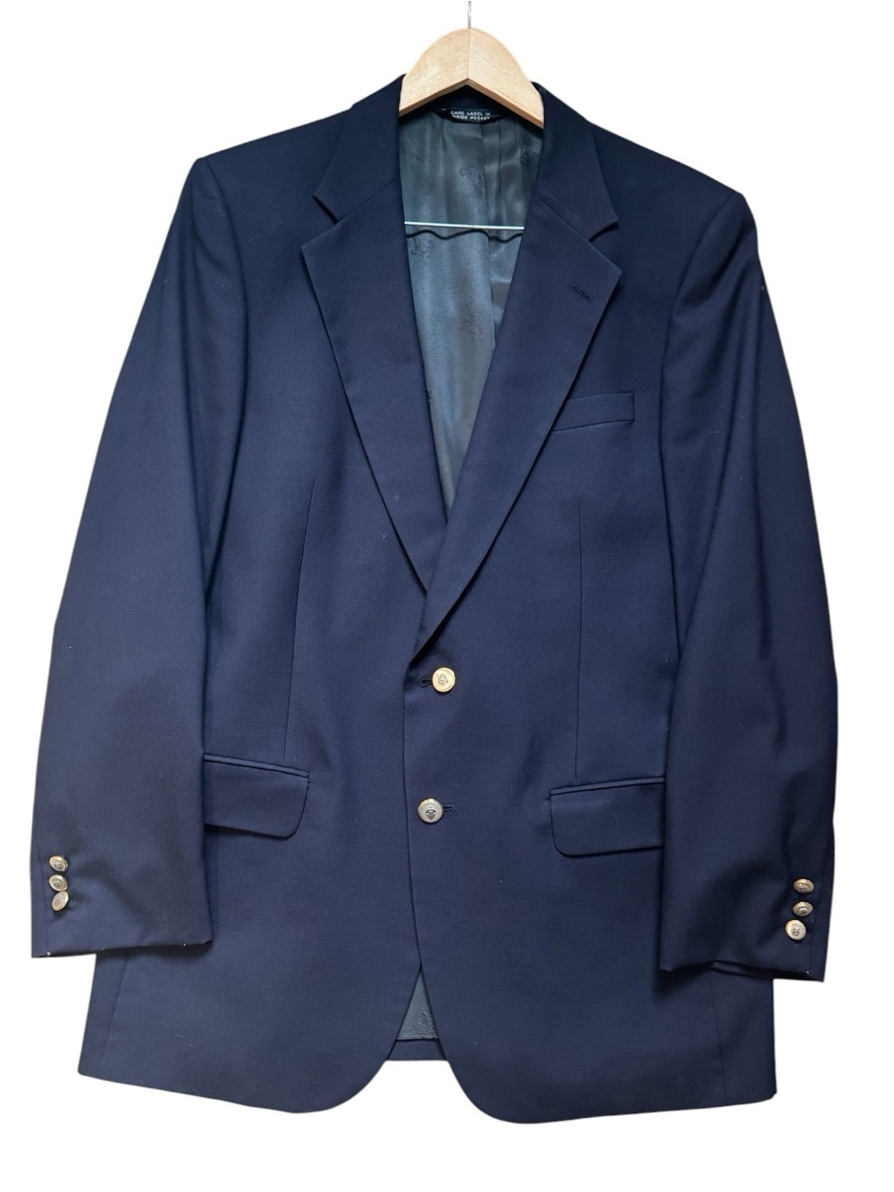VTG Burberry 80s Men’s Navy Blue Gold Crest Buttons Equestrian Knight Blazer 38R